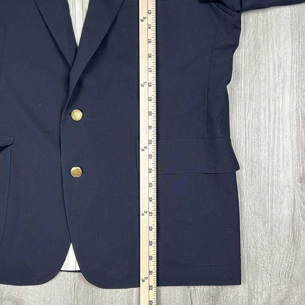 Vintage Cricketeer USA Mens Gold Buttons Blue Blazer Sport Coat Jacket 100% Wool - Picture 11 of 12